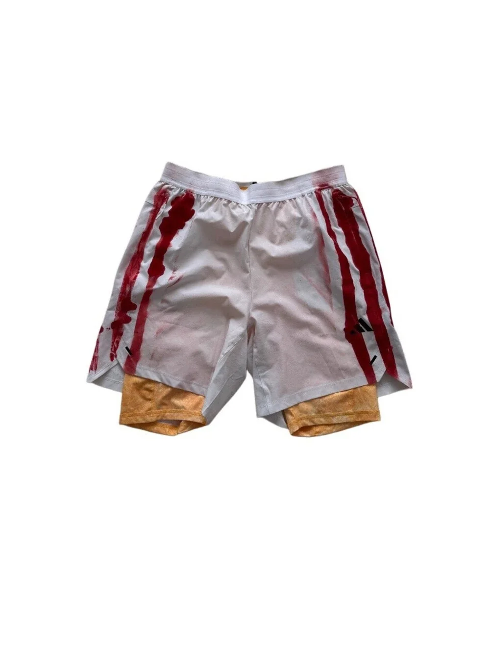 Adidas Aeroready Basketball Shorts L 9” Custom Drip Paint Red, White, Yellow
